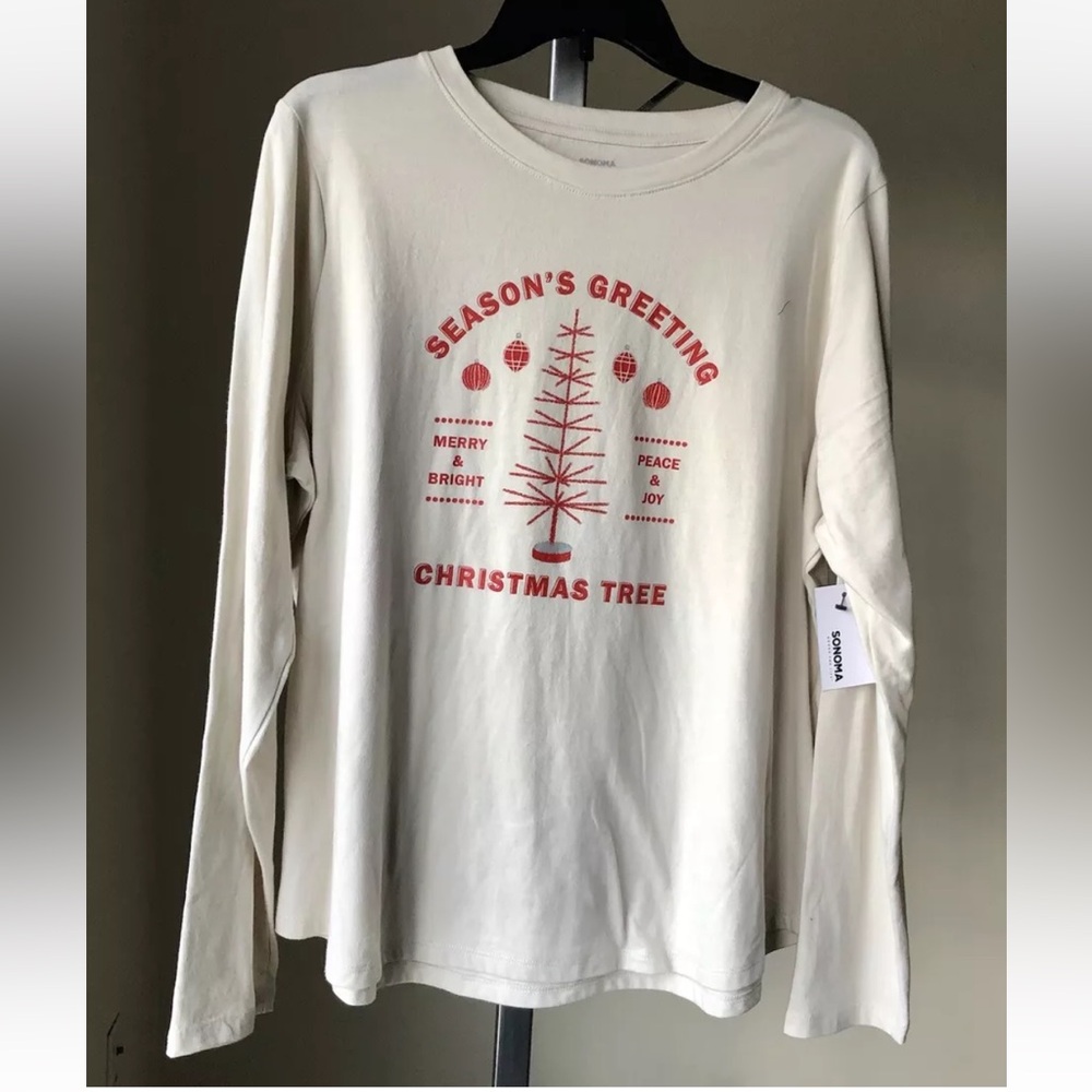 Sonoma Goods For Life XL Cream Crewneck Long Sleeve Top UGLY CRISTMAS SHIRT
